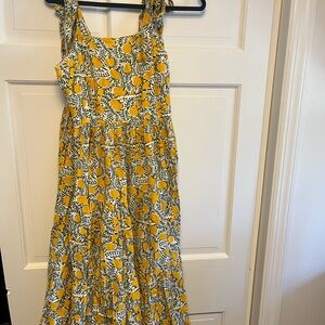 Yellow Floral Maxi Dress with Ruffle Straps